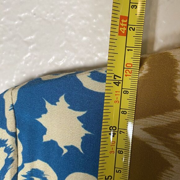 Venice 3 Stars Sz M Long-Sleeve Maxi Dress Soft Blue Gold V-Neck Blue Gold Boho - Picture 9 of 9